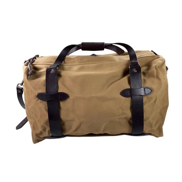 Filson Medium Rugged Twill Duffle Bag Bridle Leather Tan NWT - Picture 5 of 8